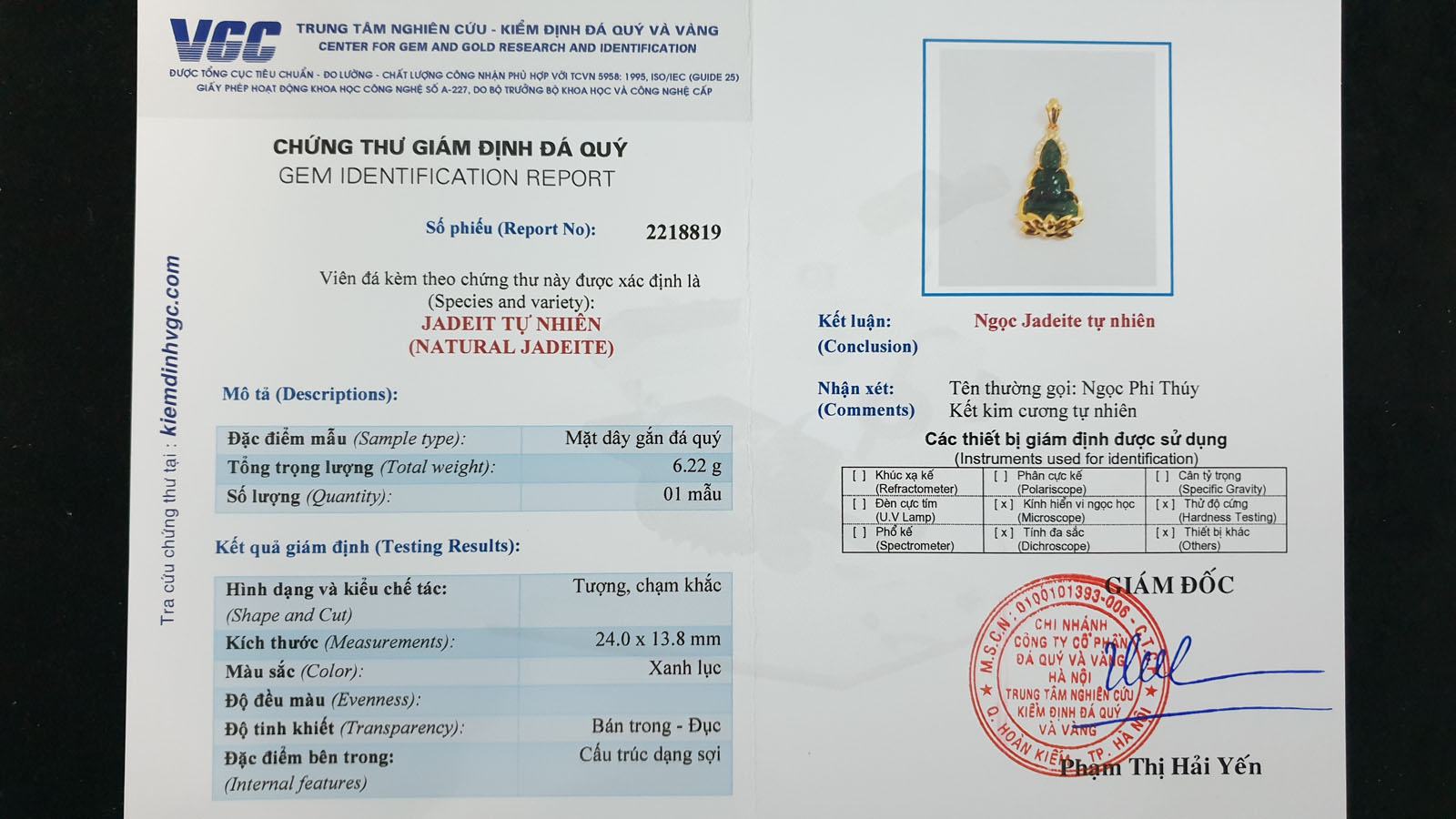 Tahi 5713 – Mặt dây chuyền Phật Bà ngọc Phỉ Thúy mix Kim Cương