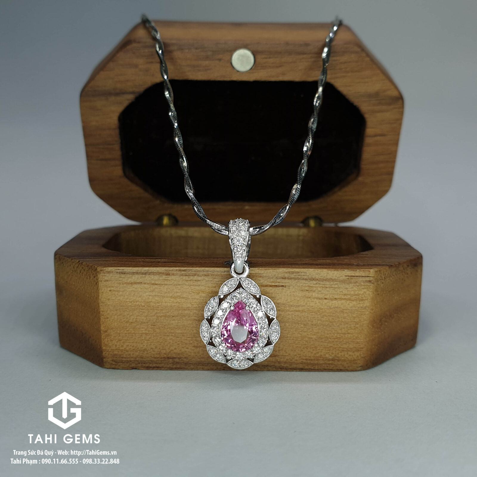 Mặt dây chuyền đá quý Sapphire mix Diamond – Tahi 6185