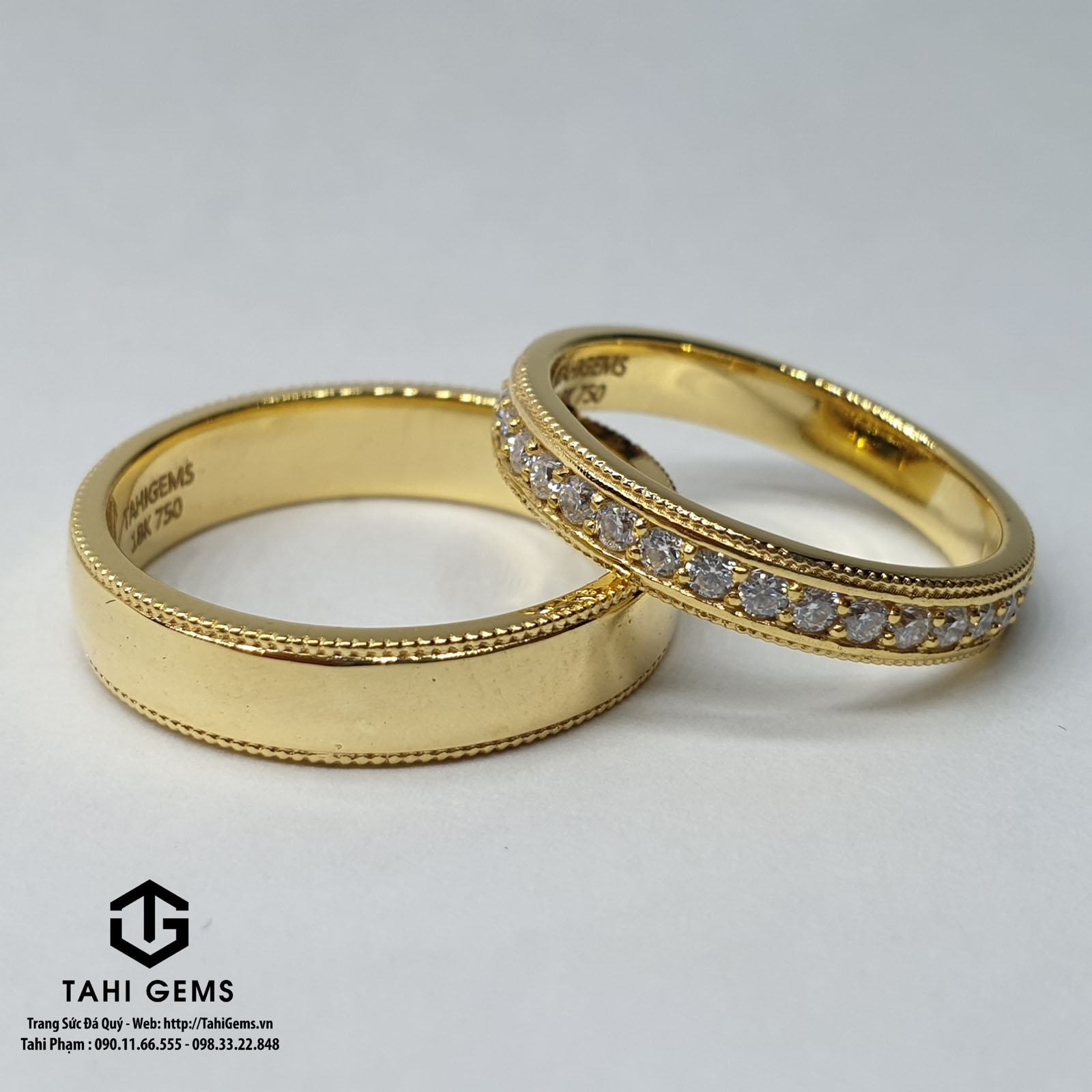 Tahi 3636 – đôi nhẫn cưới đá moissainite